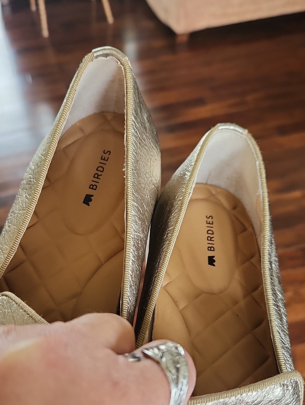 Birdies The Swift Slip-On Sneaker Metallic Gold Leather size 9 - Picture 9 of 16